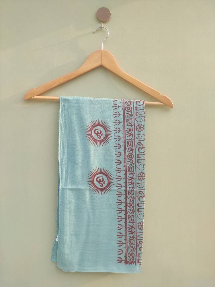 Meditation scarf, Large yoga scarf , Sarong -Pareo , Om Yoga shawl Indian mantra print