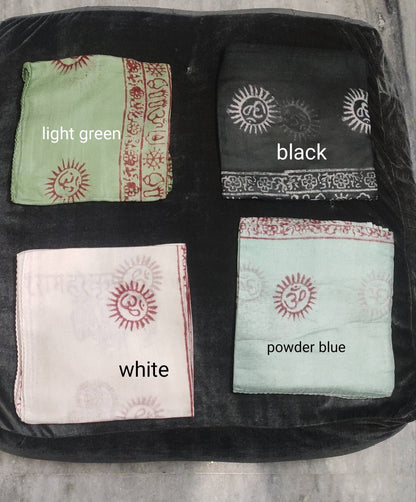 Cotton Om Print Scarf, Lightweight Summer Shawl