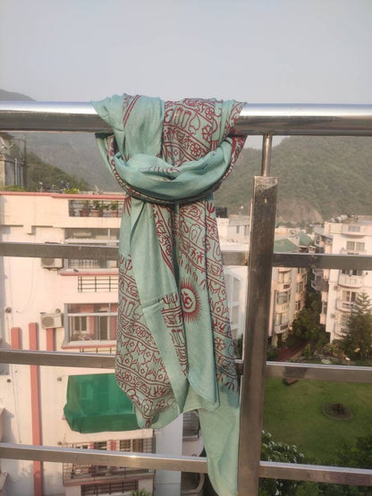 Meditation scarf, Large yoga scarf , Sarong -Pareo , Om Yoga shawl Indian mantra print