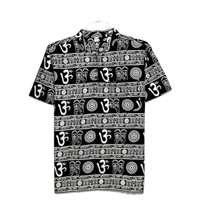 Om Print Cotton Shirt, Indian Style Meditation Kurta