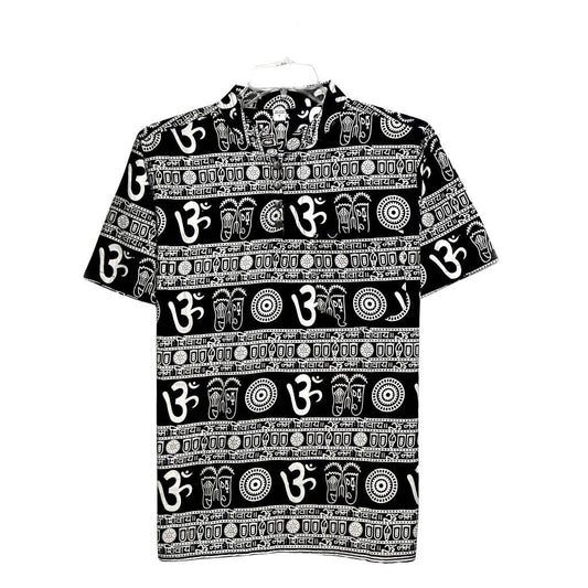 Om Print Cotton Shirt, Indian Style Meditation Kurta