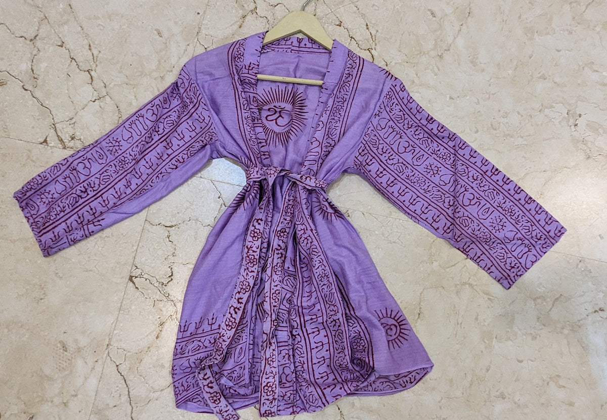 Om Print Shrug , Shirt kimono , Handmade Indian Style Clothing , Comfy Boho Style, Unisex Festival Tunic, Unique Hand Block printed