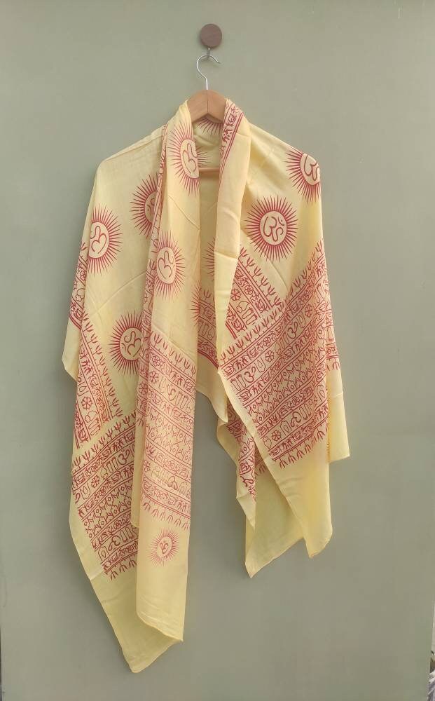Meditation scarf, Large yoga scarf , Sarong -Pareo , Om Yoga shawl Indian mantra print