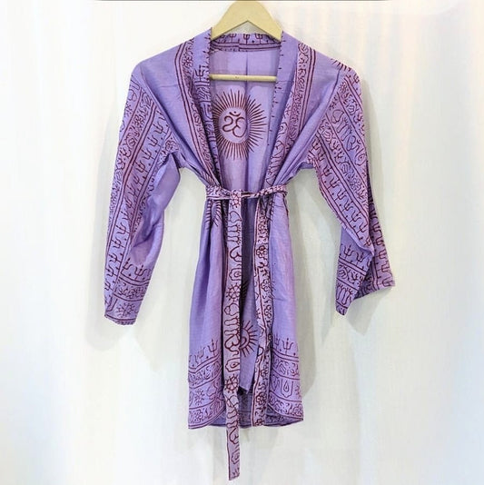 Om Print Shrug , Shirt kimono , Handmade Indian Style Clothing , Comfy Boho Style, Unisex Festival Tunic, Unique Hand Block printed